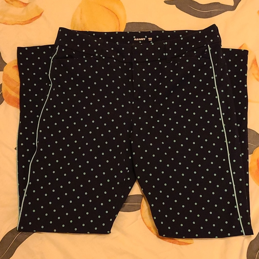 Dark Blue Pants with Teal Polka-dots